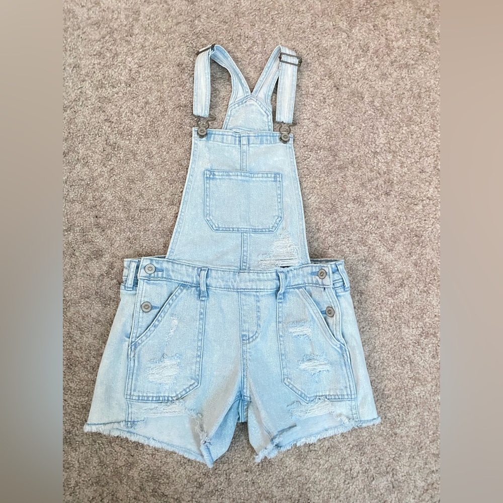Hollister white washed shorts overalls